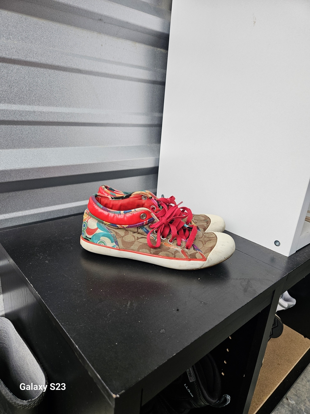 Coach Barrett Signature Canvas Multicolor Op Art Sneakers Women's Size 8B Red La